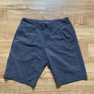 Hang Ten Men 32 Dark Gray Stripe 11” Hybrid Board Shorts Surf Beach Swim Pockets